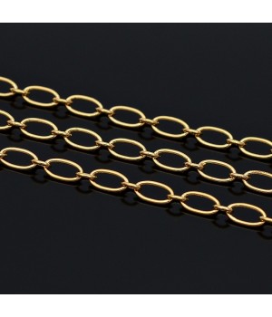 16K Real Gold Plated 6.5x3.2mm Oval Link Chain, 50cm