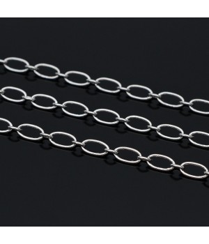 Cadena con eslabones ovalados 6.5x3.2mm 50cm, baño de rodio
