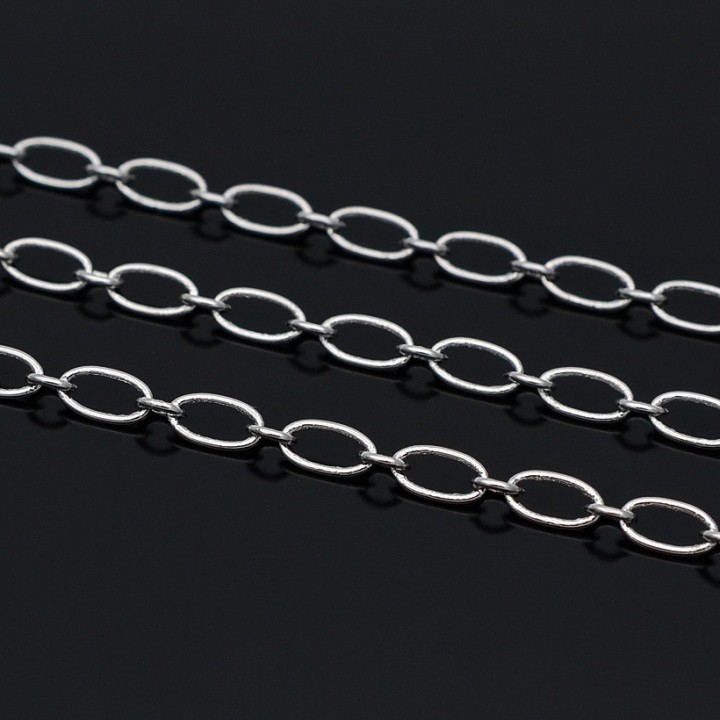 Cadena con eslabones ovalados 6.5x3.2mm 50cm, baño de rodio