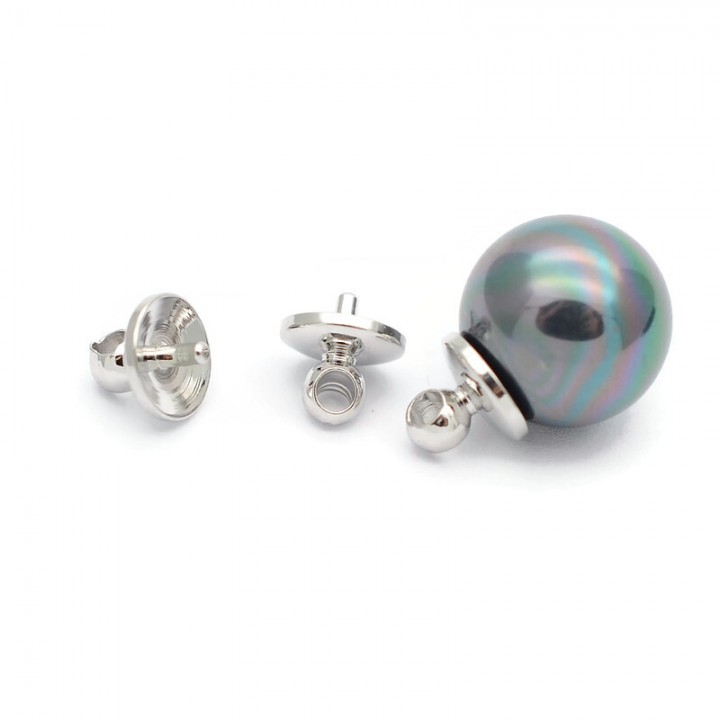 6mm Peg Bail Caps for Half Drilled Beads, rhodium plated