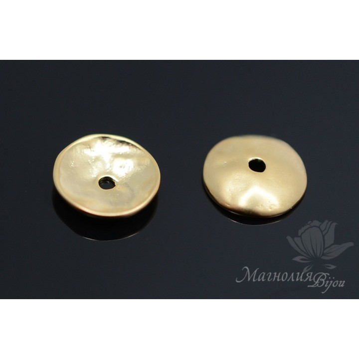 Cap for beads "Matte", 16 carat gold plated