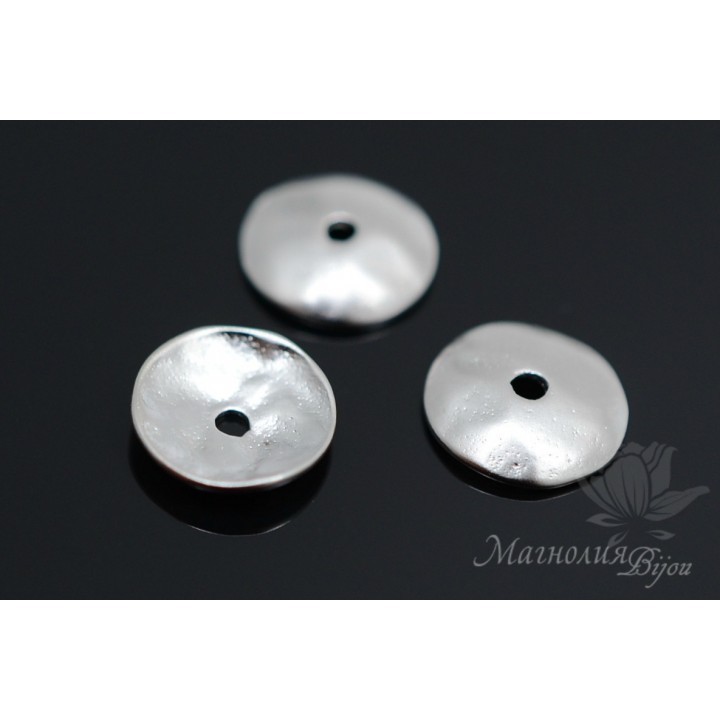 Cap for beads "Matte", rhodium plated