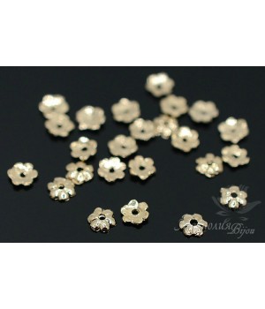 Cap Flower mini 3.5mm gold plated 16K, 10 pieces