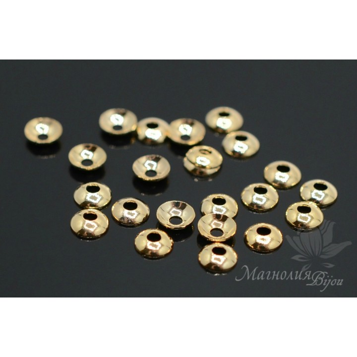 Cap for beads 4mm 18K gold plated, 10 pieces