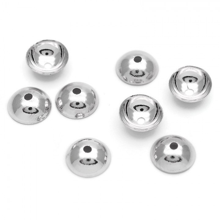 8mm bead caps rhodium plated, 10 pieces