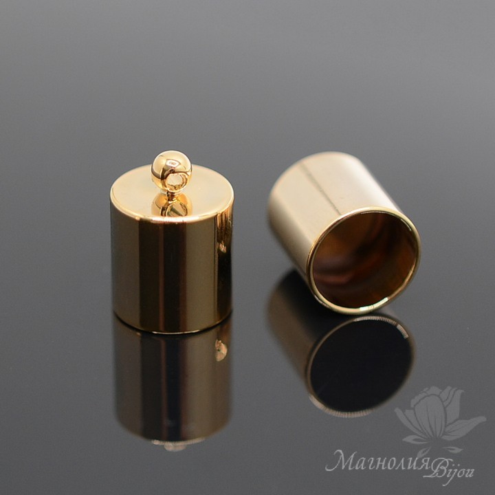 Tip Cylinder for brush/tow/cord 10mm, 16k gold plated