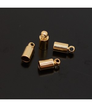 End cap Cylinder for cord 3mm, gold-plated 16K