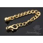 10mm Lobster clasp with extension chain, 14K gold plated