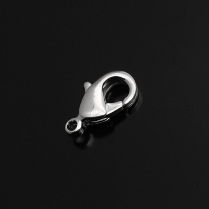 Lobster clasp 12mm, rhodium plated