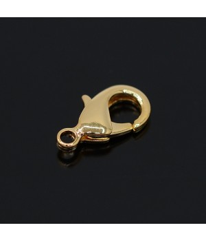 Lobster clasp 15mm, 14K gold plated