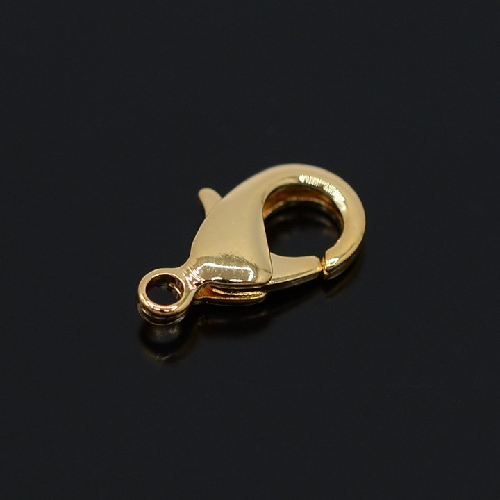 Lobster clasp 15mm, 14K gold plated