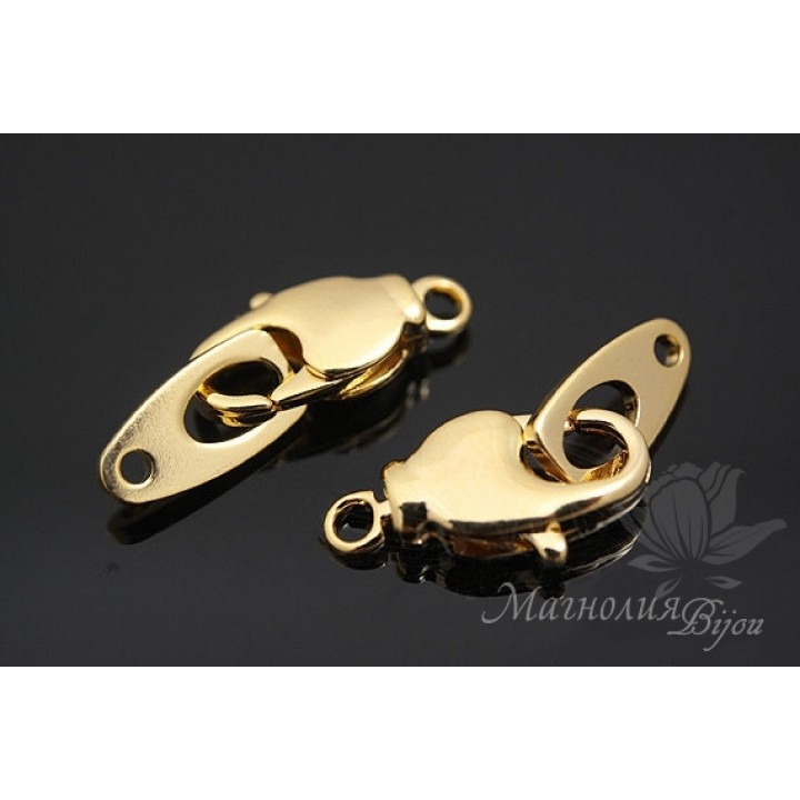 Lobster clasp 14mm, 14k gold plated