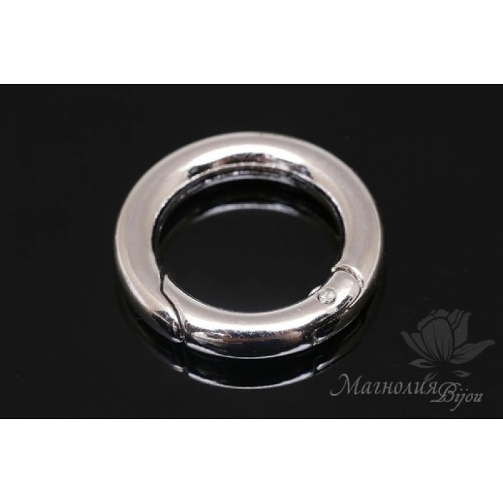 Spring ring clasp 20mm, rhodium plated