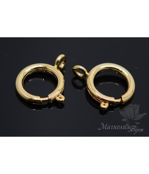 Basic ring clasp 16mm, 14 carat gold plated