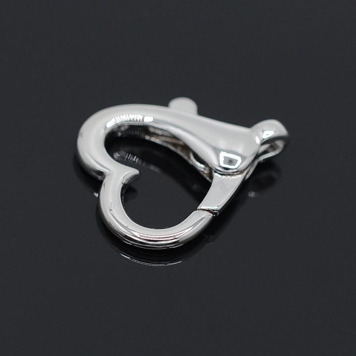 Heart clasp 21:26mm, rhodium plated