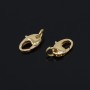 Lobster clasp 11mm with open jump ring, 14K gold plated