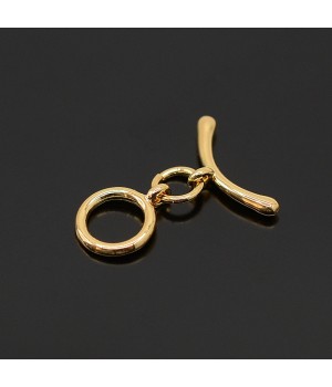 Brass Toggle Clasp Round 10mm, 18K gold plated