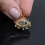 Eye pendant with colored cubic zirkonia, 16K gold plated