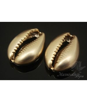 Cowrie Shell Pendant/Connector, 14K Gold Plated