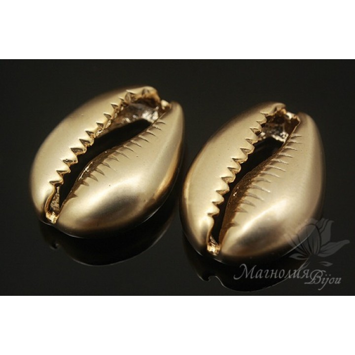 Cowrie Shell Pendant/Connector, 14K Gold Plated