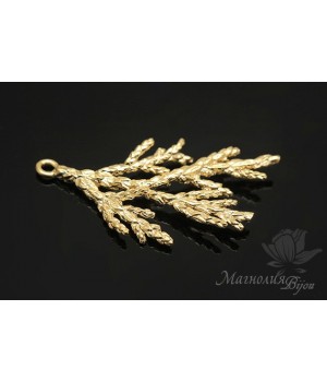 Cypress branch pendant, 14 carat gold plated