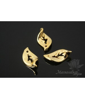 Pendant "Leaf with veins 10mm", 14k gold plated