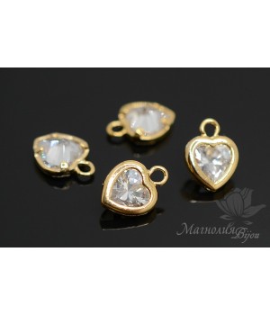 Pendant "Heart with cubic zirkonia", 16k gold plated