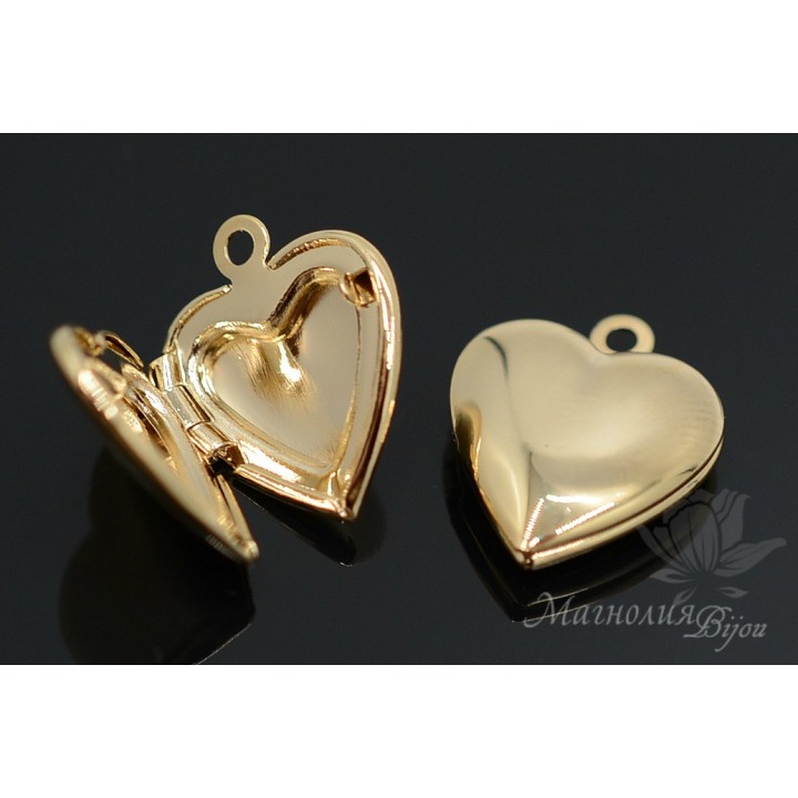 Locket with a secret Heart, 16k gold plated