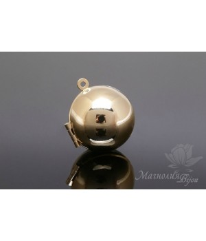 Locket with a secret Sphere 18mm, 16k gold plated