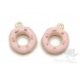 Colgante Donut esmalte color rosa, baño oro 16K