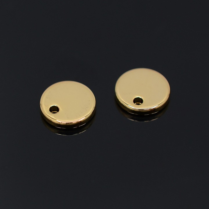 8mm Stamping Blanks Charm Tiny Coin Pendant, 16K gold plated
