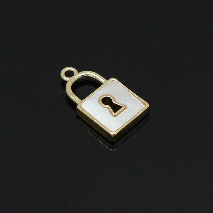 Pendant Lock with mother-of-pearl, gold-plated 16K