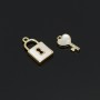 M.O.P Heart Key Charms Tiny CZ Heart Key Pendant, 16K gold plated