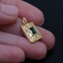Rectangular medallion Emerald, gilding 16K