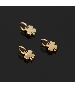5mm Four Leaf Clover Charms Dainty Clover Pendant, 14K gold plated