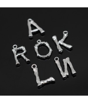 Initial Branch Pendant Letters 14mm, rhodium plated