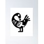 Adinkra bird pendant SANKOFA symbols, rhodium plated