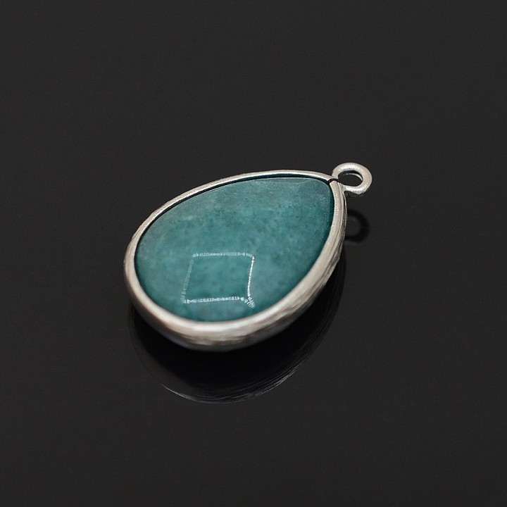 Boho pendant with jade, rhodium plated