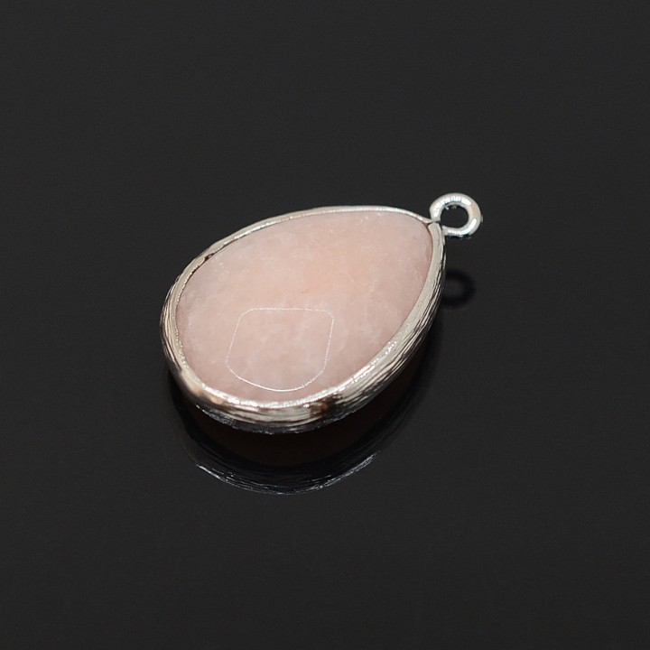 Boho pendant with rose quartz, rhodium plated