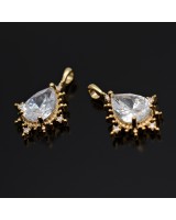 Подвеска Рококо с фианитом в огранке Груша, позолота 16К