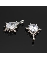 Подвеска Рококо с фианитом в огранке Груша, родиевое покрытие