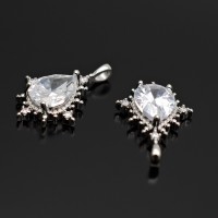 Rhodium Plated 14x21mm CZ Water Drop Special CZ Teardrop Pendant, 1 piece