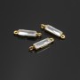 Connector Rectangular cubic zirconia, 14k gold plated