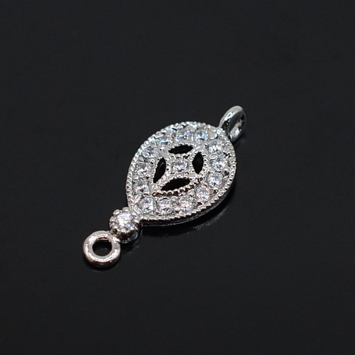 CZ Drop Cubic Connector Wedding jewelry Connector, rhodium plated