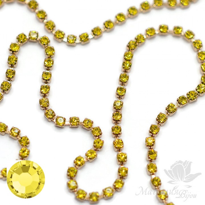 Strass chain "Citrine 249" 1.5mm(10cm), 16k gold plated