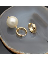 16K Real Gold Plated 13.5mm 4mm Thickness Round Hoop Earrings, 1 pair