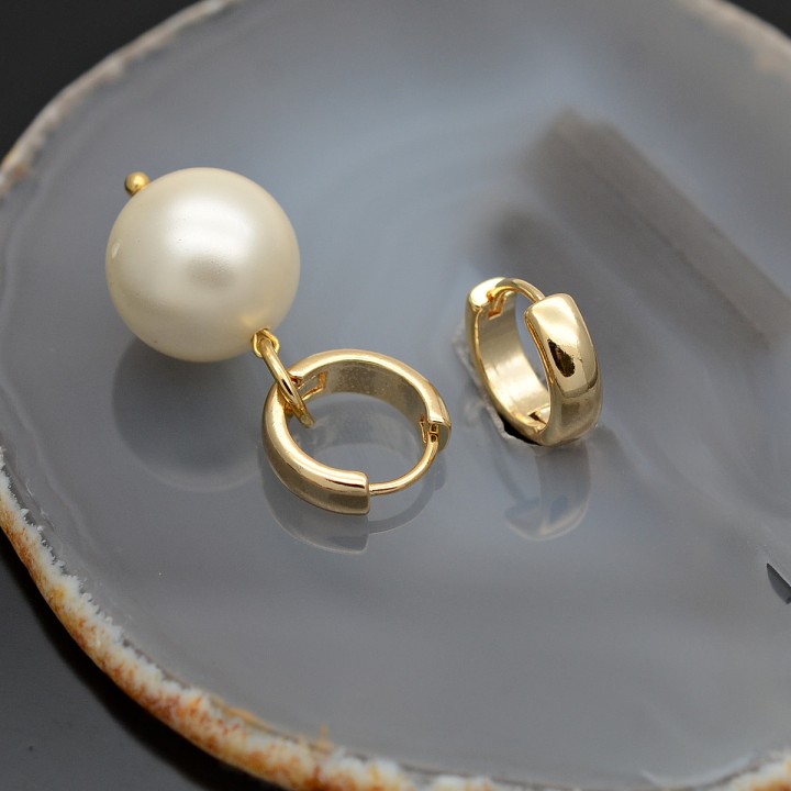 16K Real Gold Plated 13.5mm 4mm Thickness Round Hoop Earrings, 1 pair