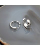 Rhodium Plated 13.5mm 4mm Thickness Round Hoop Earrings, 1 pair