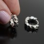 Hoop earrings 16mm crumpled metal, rhodium plated