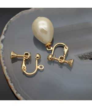 16K Real Gold Plated For Non-Pierced Ears Clip-on Earrings, 1 pair